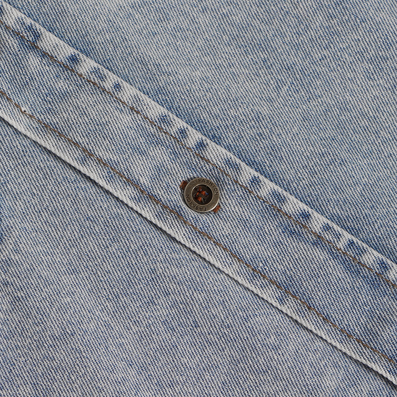 TWOTWINSTYLE Ruffles Denim Patchwork Women's Jacket Lapel Collar Puff Sleeve Summer Long Coats Female Y201006