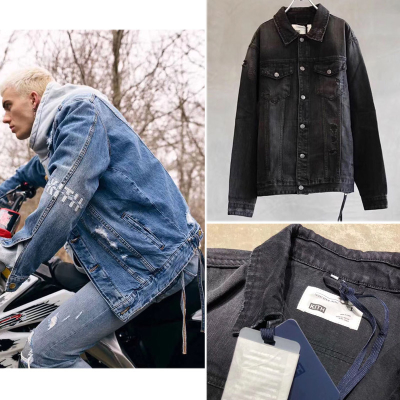 Hip Hop Kith Denim Jacket Streetwear Destroyed Hole Washed Do old Kith Outerwear Coats Logo Button Black Blue Kith Jackets T200502
Hip Hop Kith Denim Jacket Streetwear Destroyed Hole Washed Do old Kith Outerwear Coats Logo Button Black Blue Kith Jackets T200502