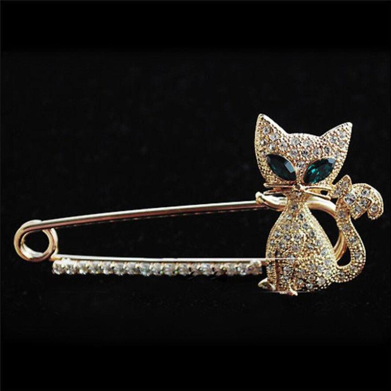 Pins, Brooches Fashion Green Eye Crystal Cat Plated Animal Pins For Women Jewelry Decoration Gift
Pins, Brooches Fashion Green Eye Crystal Cat Plated Animal Pins For Women Jewelry Decoration Gift