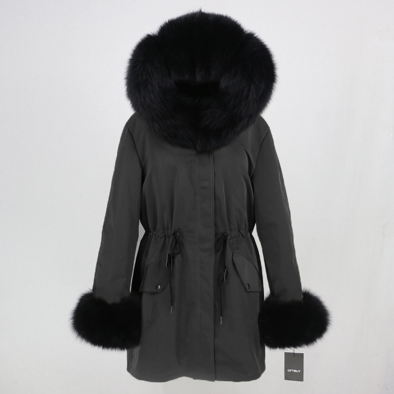OFTBUY 2019 fashion winter jacket women real fur coat natural real fox fur collar loose long parkas big fur outerwear Detachable T200319