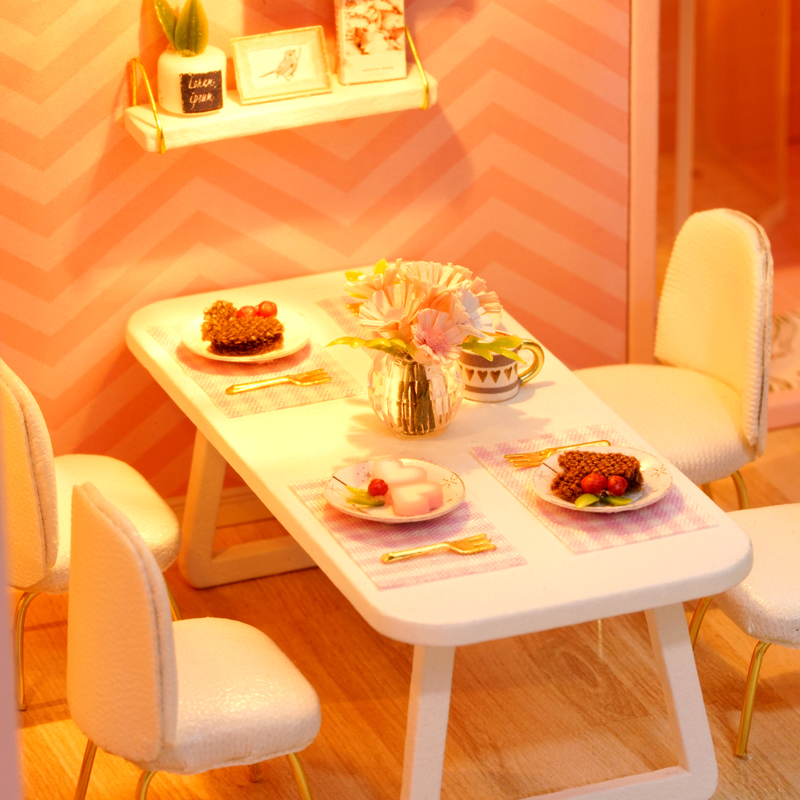 Diy Doll House Imitation Pink Series Bedroom Toys Handmade Wooden Toys Children039s Toys Boys And Girls Valentine039s Day Gi