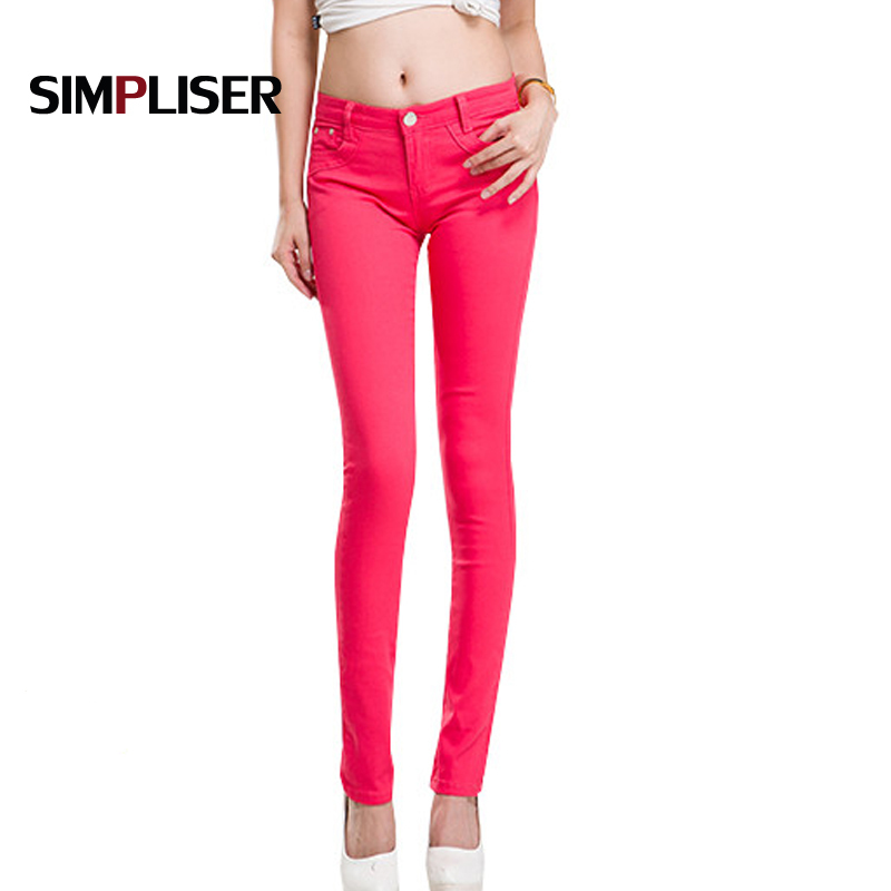 SIMPLISER Woman Jeans Pants Skinny Jeans Leggings Female Trousers Plus Size 24 Colors Ladies Basic Pencil Pants Black red 201105