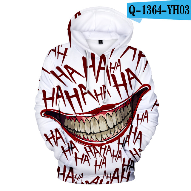 Fashion-Lucky Friday HAHA Joker Funny 3D Halloween Crazy Smile Pullover Hoodie Sweatshirt Fashion Streetwear Jacket Unisex Sportwear
