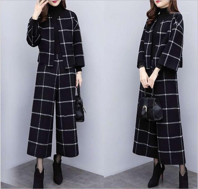 2020 Autumn Winter High Waist Wide Leg Pants Suits For Women Two Piece Set Office Lady Plaid Blazer Jacket Trousers Plus Size1, Black
2020 Autumn Winter High Waist Wide Leg Pants Suits For Women Two Piece Set Office Lady Plaid Blazer Jacket Trousers Plus Size1, Black