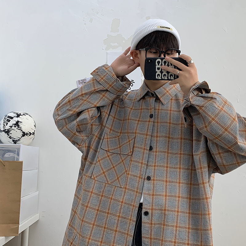2021 Men's Classic Plaid Shirt Autumn Winter New Japanese Streetwear Woman Casual Oversize Shirts Fashion Man Clothing Ucv8, Camel
2021 Men's Classic Plaid Shirt Autumn Winter New Japanese Streetwear Woman Casual Oversize Shirts Fashion Man Clothing Ucv8, Camel