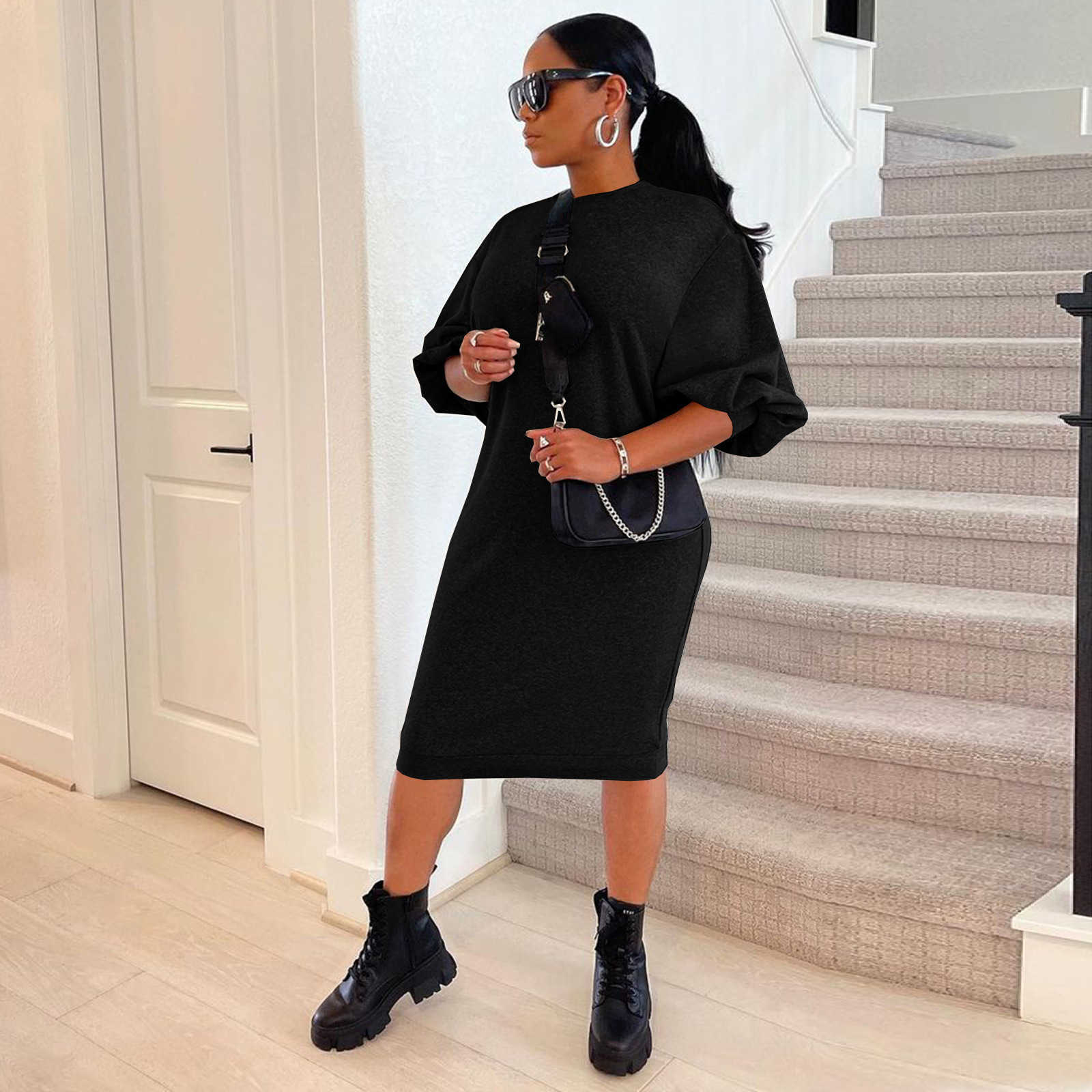 Women Designers Clothes fashion leisure solid color loose dress casual dresses for women