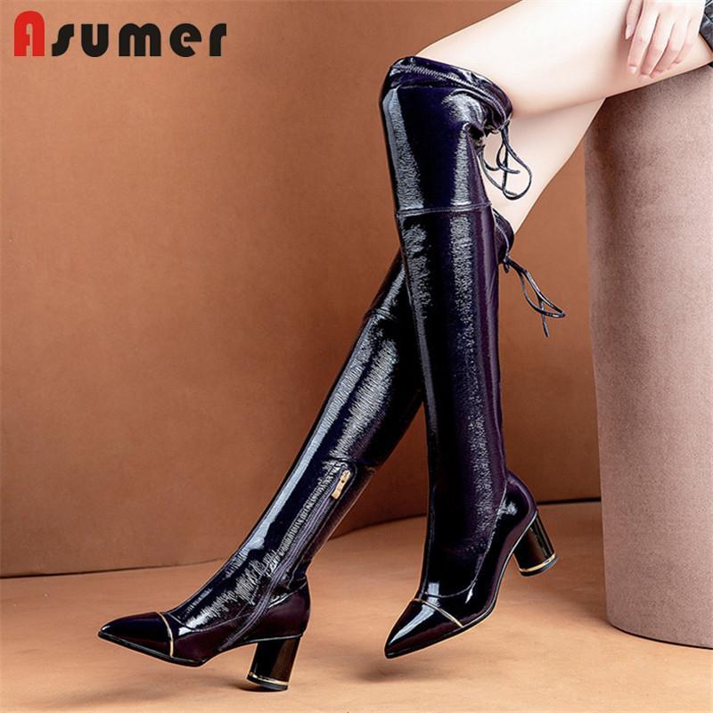 ASUMER 2020 new arrival over the knee boots women patent leather high heel party prom shoes woman autumn winter Stretch boots1, Black
ASUMER 2020 new arrival over the knee boots women patent leather high heel party prom shoes woman autumn winter Stretch boots1, Black
