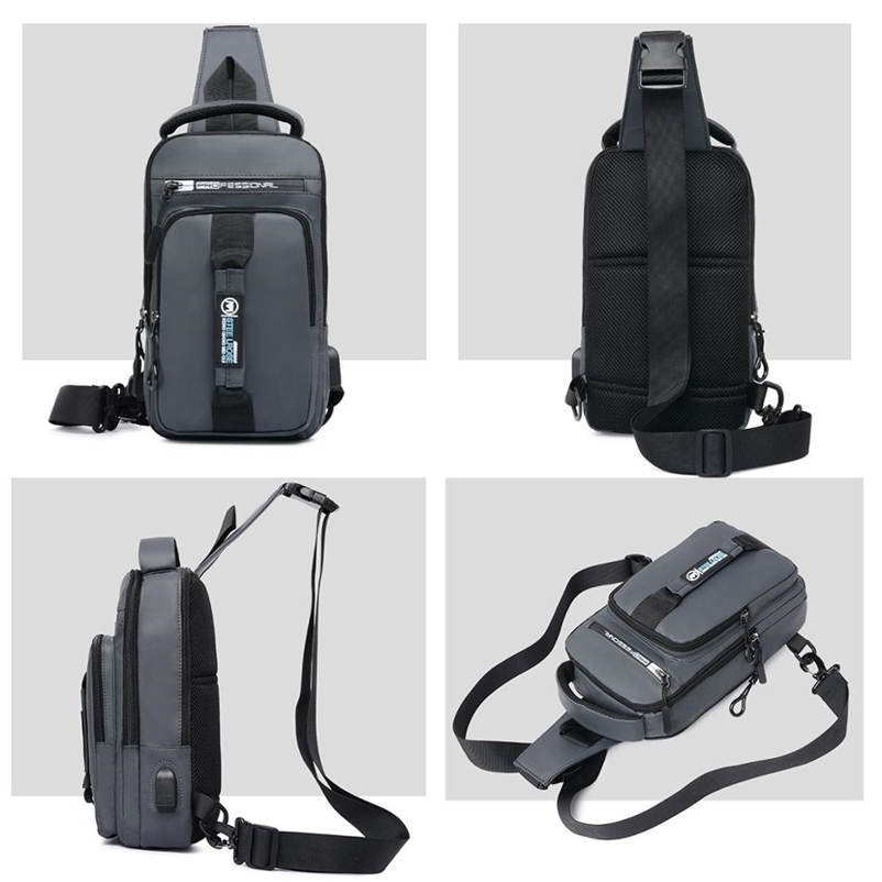 Work Crossbody Bags Men USB Charging Pack Short Trip Messengers Chest Water Repellent Shoulder Bag Male Y201224