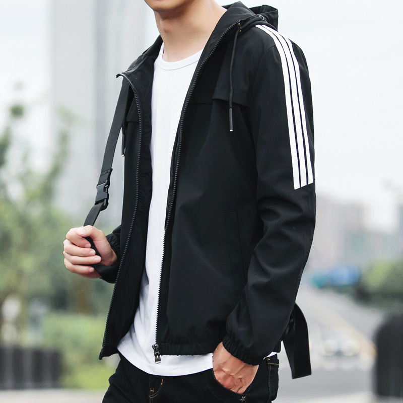 2021 The New Striped Casual New Trend with Hood Baseball Cap Streetwear Male Wear Jacket Qsez, Black
2021 The New Striped Casual New Trend with Hood Baseball Cap Streetwear Male Wear Jacket Qsez, Black