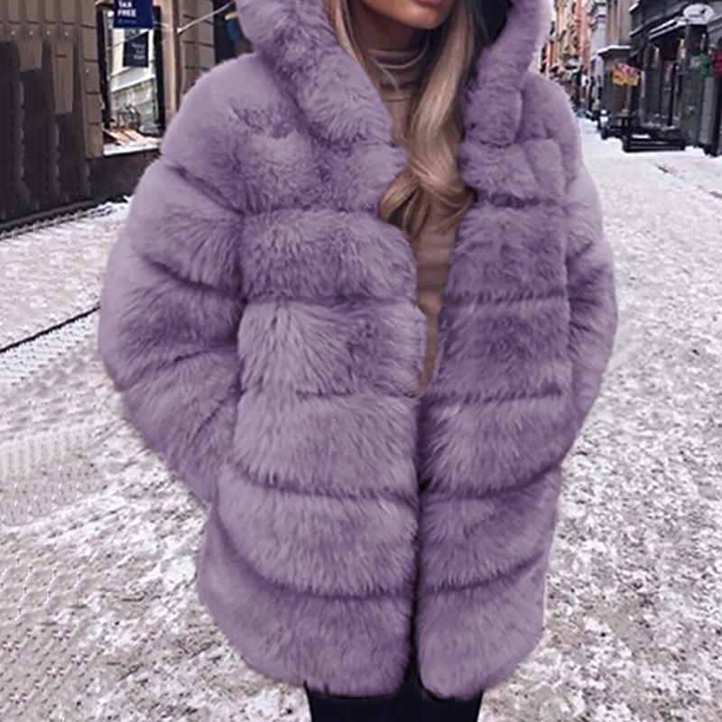 Thicken Warm Winter Coat Female Plush Long Jacket With Pockets Casual Oversized Artificial Fur Outerwear Fashion Hooded Overcoat, Purple
Thicken Warm Winter Coat Female Plush Long Jacket With Pockets Casual Oversized Artificial Fur Outerwear Fashion Hooded Overcoat, Purple