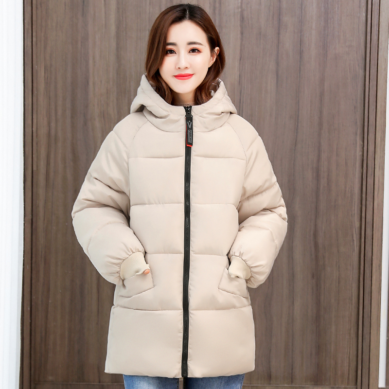 Plus Size Winter Coat Hooded Casual Loose Winter Cotton Jacket Women Yellow Puffer Jacket Oversize Winter Clothes Women Outwear 201019