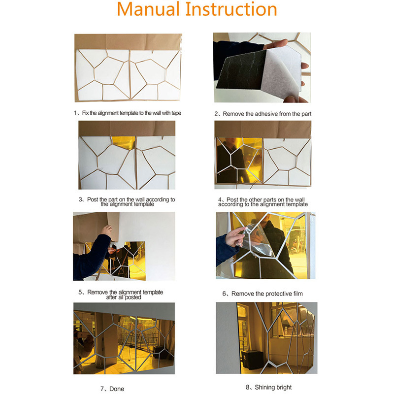 3D Acrylic Mirror Wall Sticker Home Hotel Living Room Decoration Modern Diamond Pattern Wall Sticker Decorative Mirror Sticker T200601