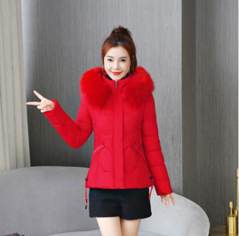 Wholesale winter fashion women's short style new slim slimming big fur collar cotton jacket, Green
Wholesale winter fashion women's short style new slim slimming big fur collar cotton jacket, Green