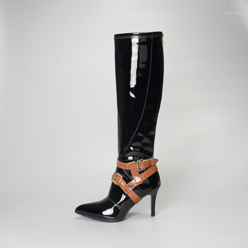 Boots Womens Pointy Toe Patent Leather Knee Thigh High Stilettos Belt Buckle Heel Riding Motorcycle Shoes Plus SZ 20211, Black
Boots Womens Pointy Toe Patent Leather Knee Thigh High Stilettos Belt Buckle Heel Riding Motorcycle Shoes Plus SZ 20211, Black