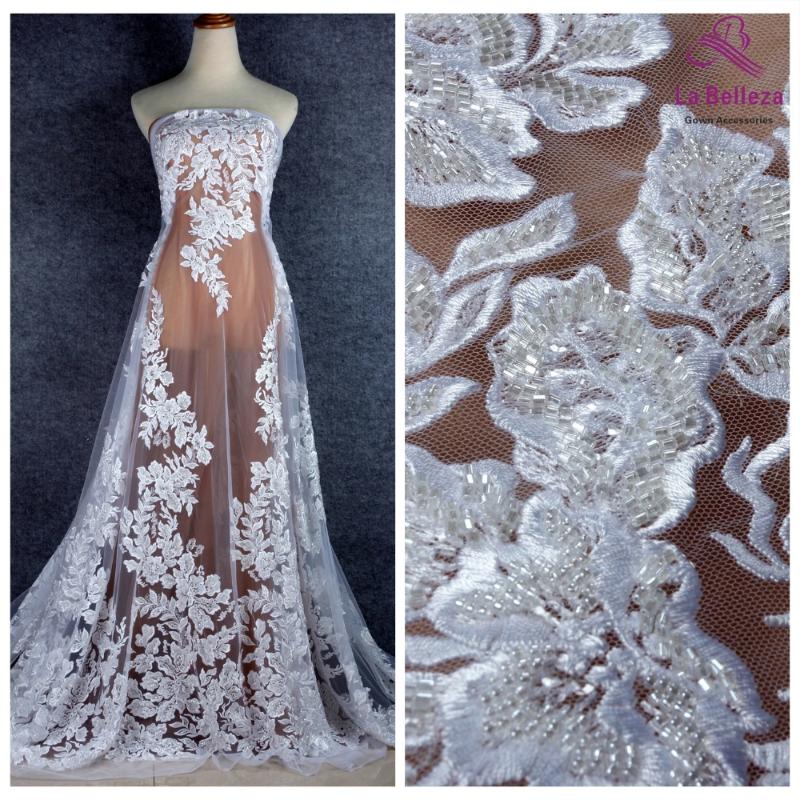 La Belleza 2020 New heavy beaded lace fabric PURE WHITE beaded wedding dress lace fabric 1 yard
La Belleza 2020 New heavy beaded lace fabric PURE WHITE beaded wedding dress lace fabric 1 yard