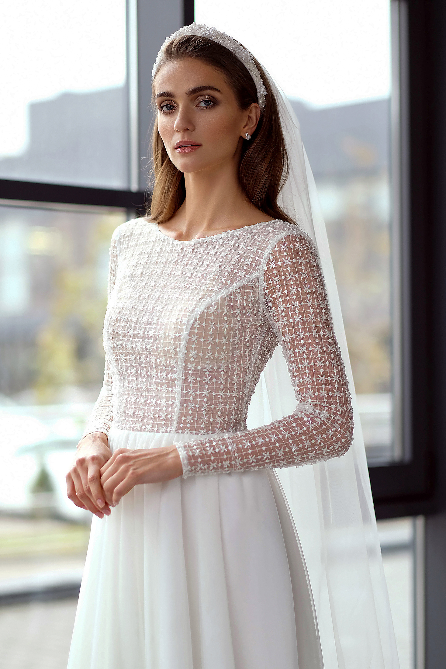 a line long sleeve wedding dresses lace top elegant v back bridal gowns custom made wedding dress