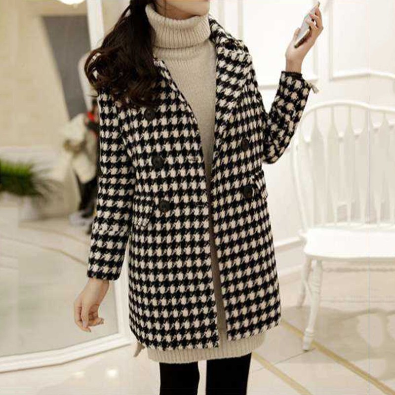 Elegant Woolen plaid coat women Spring Autumn Casual Wool Outwear Female Winter Soft Warm Wool Jackets Ladies Streetwear 201112