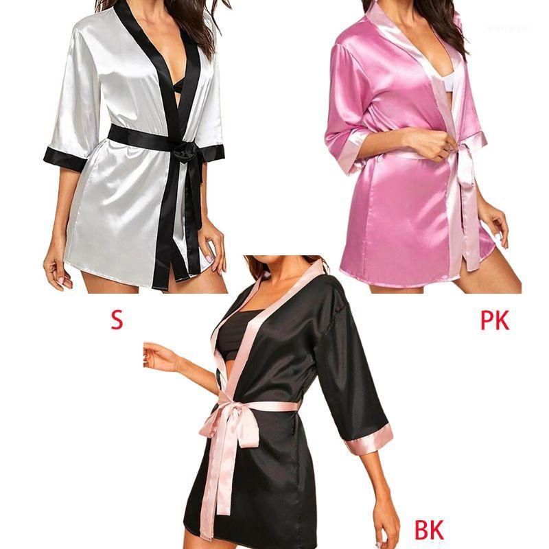Women Imitation Silk Sexy Short Kimono Robe Colorblock Bride Wedding Party Open Front Bathrobe Nightgown with Belt Panty1, Black
Women Imitation Silk Sexy Short Kimono Robe Colorblock Bride Wedding Party Open Front Bathrobe Nightgown with Belt Panty1, Black