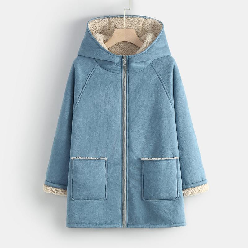 High Quality Women' Coats Fashion Autumn And Winter Warm Hoodie Collar Long Sleevess Plush Hat Jacket chaquetas mujer 2020, Blue
High Quality Women' Coats Fashion Autumn And Winter Warm Hoodie Collar Long Sleevess Plush Hat Jacket chaquetas mujer 2020, Blue