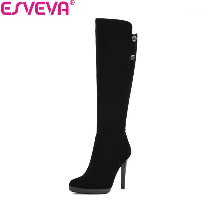 ESVEVA 2020 Scrub Black Women Boots Short Plush Knee-high Boots Scrub Lady Fashion Shoes Thin High Heels Winter Size 34-391
ESVEVA 2020 Scrub Black Women Boots Short Plush Knee-high Boots Scrub Lady Fashion Shoes Thin High Heels Winter Size 34-391