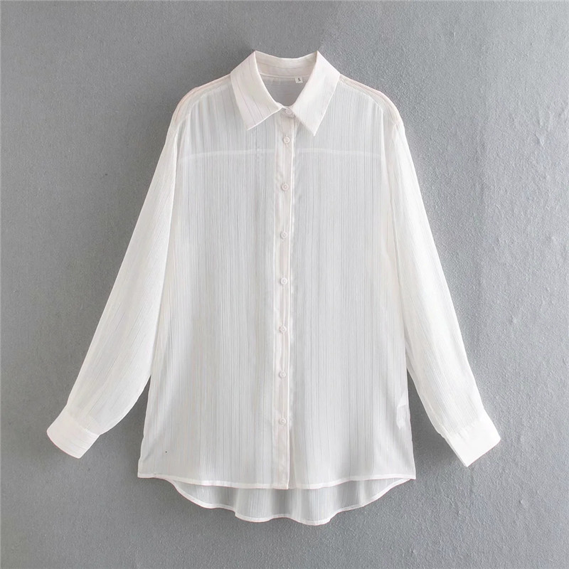 New Blouse Women Metallic Thread Striped White Shirt Woman 2021 Semi Sheer Button Up Long Sleeve Top Female Tunic Eu69, Ivory
New Blouse Women Metallic Thread Striped White Shirt Woman 2021 Semi Sheer Button Up Long Sleeve Top Female Tunic Eu69, Ivory