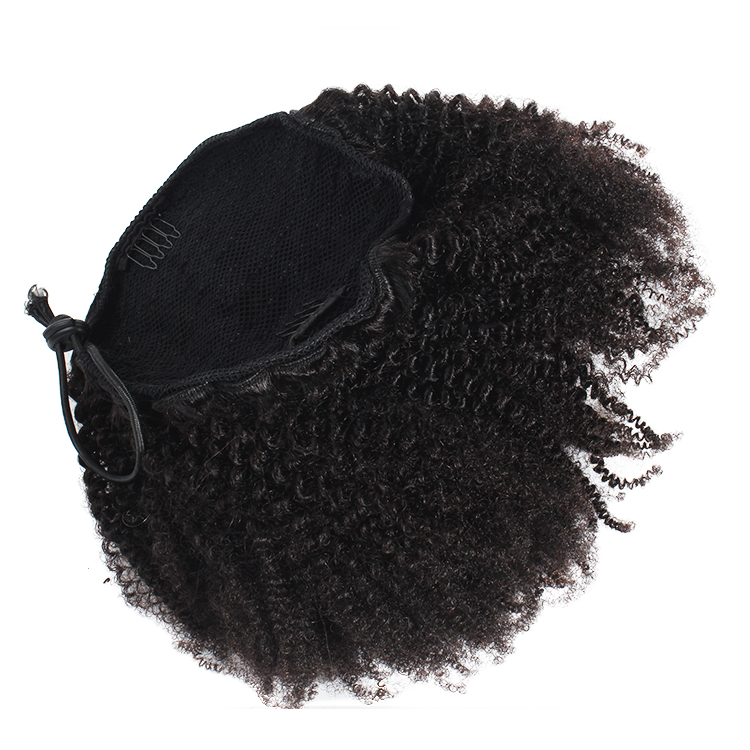 Afro Kinky Curly Drawstring Ponytail for Black Women Raw Indian Human Hair 4C curly Kinky Clip in Ponytail Extensions 100g