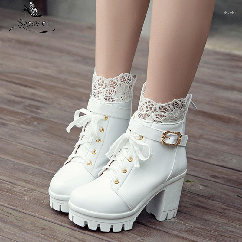 Sgesvier 2021 New ankle boots for women lace up buckle round toe white square high heels platform boots women fashion shoes1, Black
Sgesvier 2021 New ankle boots for women lace up buckle round toe white square high heels platform boots women fashion shoes1, Black