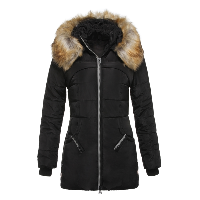 Autumn Winter Coat Jacket Women Hooded Thick Warm Long Outerwear Female Elegant Office Slim Cotton Parkas Coats Green Black 201019