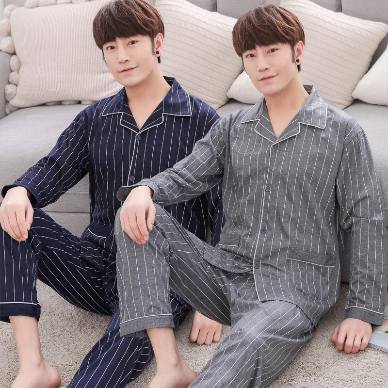 Men's long sleeve cotton pajamas, striped casual pajamas, men's family clothing 2021, 302-33
Men's long sleeve cotton pajamas, striped casual pajamas, men's family clothing 2021, 302-33