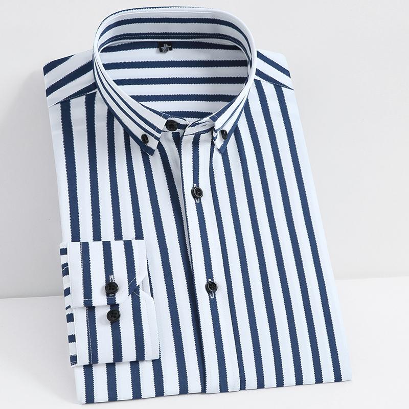 Men's Classic Non-iron Stretch Striped Basic Dress Shirt Single Patch Pocket Business Long Sleeve Standard-fit Easy Care Shirts, 2002-1
Men's Classic Non-iron Stretch Striped Basic Dress Shirt Single Patch Pocket Business Long Sleeve Standard-fit Easy Care Shirts, 2002-1