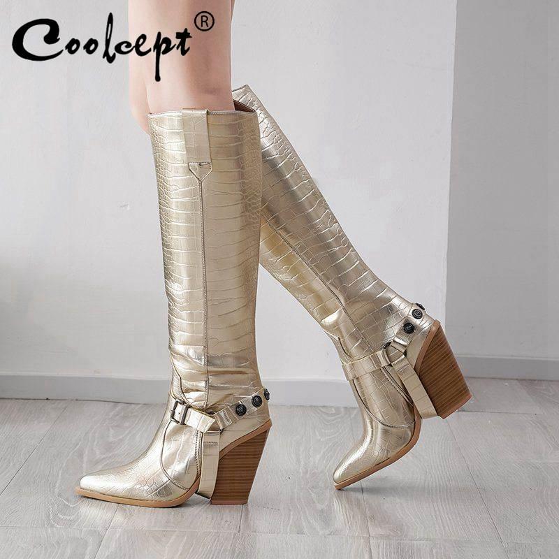 Coolcept 5 Colors Winter Warm Women Knee High Boots Pointed Toe Buckle Wedges Shoes Women Party Solid Color Footwear Size 34-46, Black
Coolcept 5 Colors Winter Warm Women Knee High Boots Pointed Toe Buckle Wedges Shoes Women Party Solid Color Footwear Size 34-46, Black
