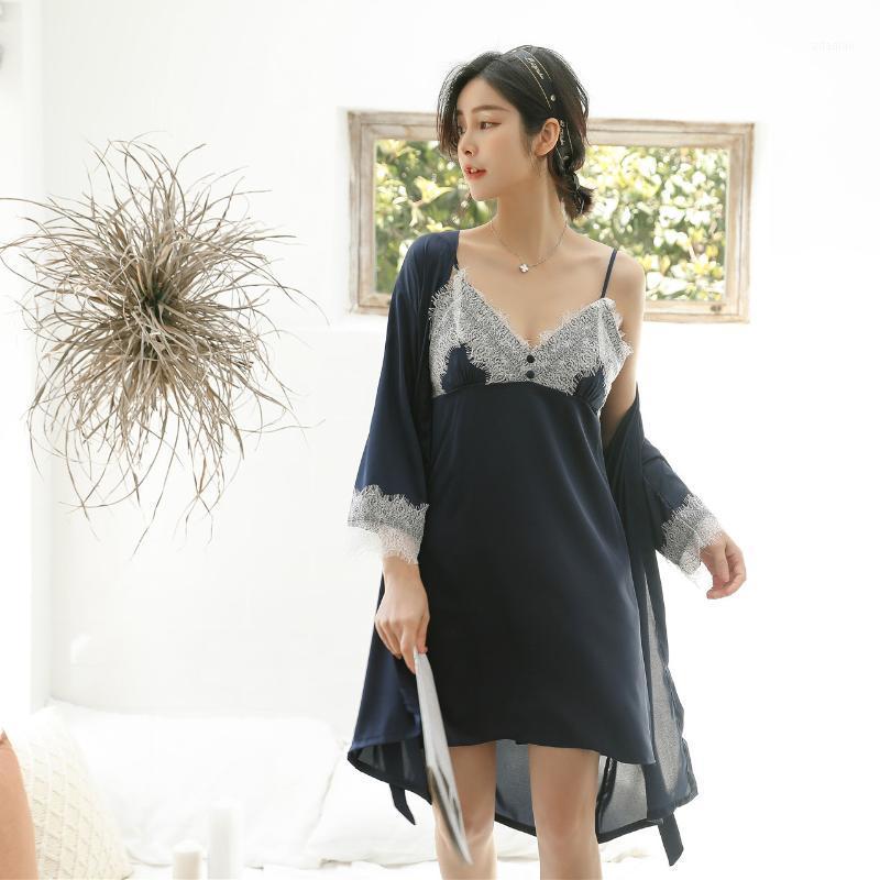 Lady Kimono Robe Gown Suit With Belt Sexy Backless V-Neck Lace Button Decoration Nightgown Set Satin Lounge Home Clothes1, Black
Lady Kimono Robe Gown Suit With Belt Sexy Backless V-Neck Lace Button Decoration Nightgown Set Satin Lounge Home Clothes1, Black