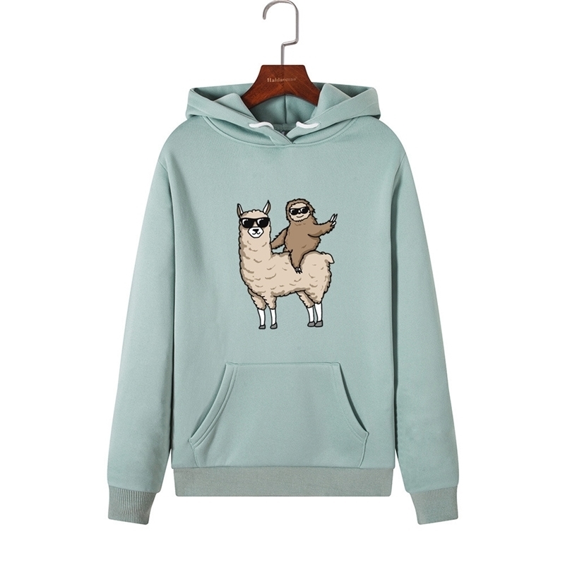 Hoodies Women Brand Female Long Sleeve Alpaca and Sloth Print Hooded Sweatshirt Tracksuit Pullovers Casual Sportswear S-2XL Y200917, Black
Hoodies Women Brand Female Long Sleeve Alpaca and Sloth Print Hooded Sweatshirt Tracksuit Pullovers Casual Sportswear S-2XL Y200917, Black
