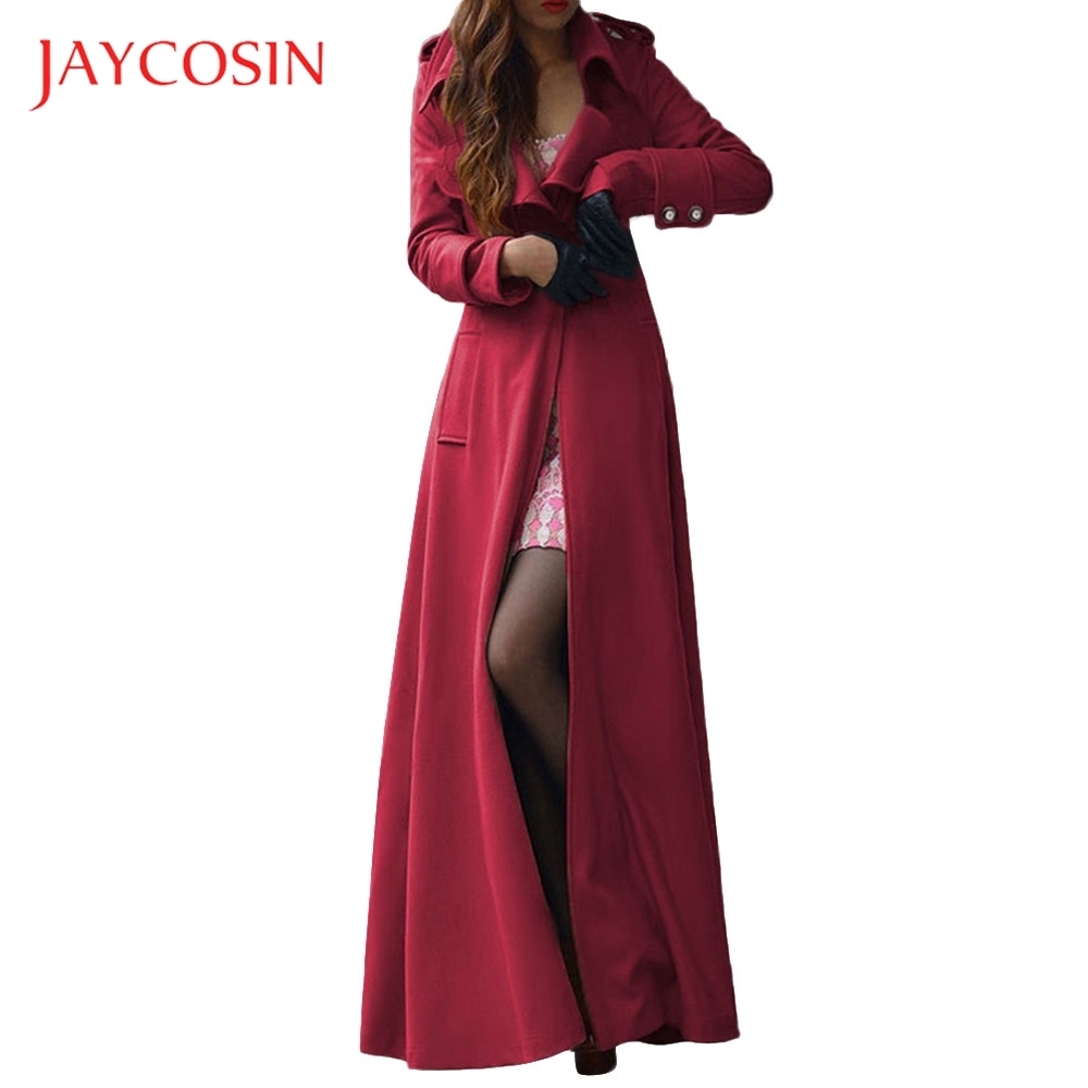 JAYCOSIN Winter Lapel dress, Windbreaker jacket, Long skirt, overcoat, Polyester Button Decorative Jacket To Keep Warm 201027