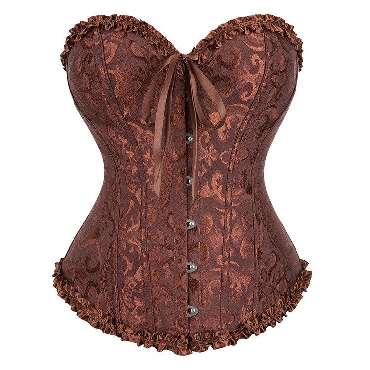 Plus Size Brocade Corset Top with Floral Embroidery Elegant Overbust Bodice for Special Occasions Wedding or Parties XS-6XL