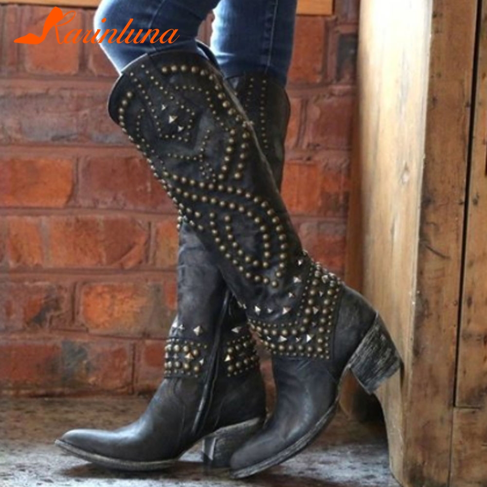 KARIN New Big Size 34-43 Female 2020 Retro Boots Round Toe Square Med Heels Rivet Zip Women Boots Knee High Women Shoes, Black
KARIN New Big Size 34-43 Female 2020 Retro Boots Round Toe Square Med Heels Rivet Zip Women Boots Knee High Women Shoes, Black