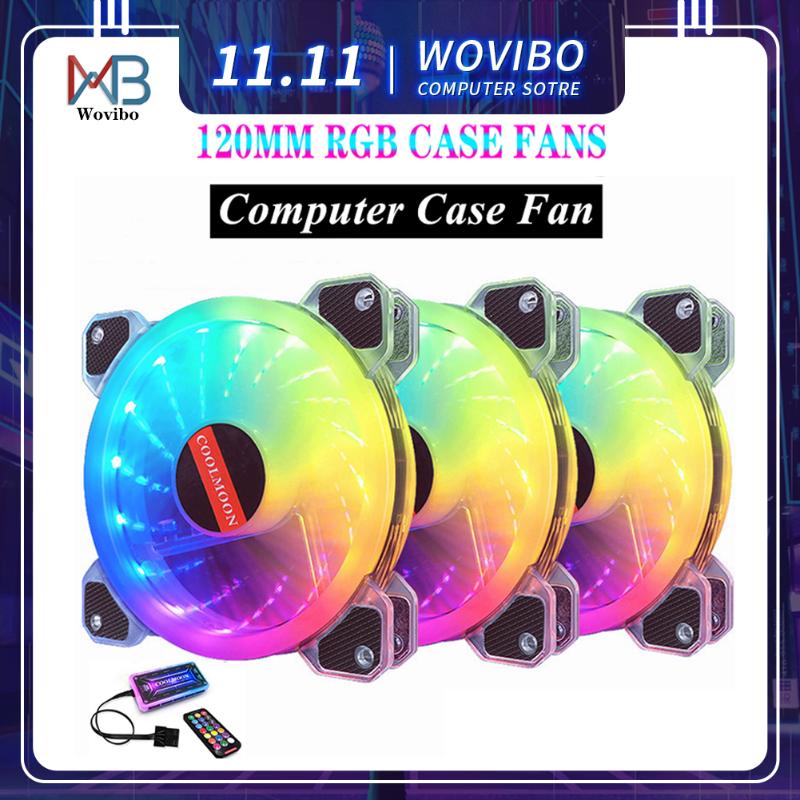 Wovibo Computer Case Fan 120mm 6PIN Adjust ARGB Cooling Fans Quiet Control PC Cooler Cooling RGB Case Ventilador
