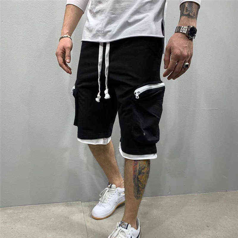 2021 Summer Gym Quick-drying Shorts Men Fitness Streetwear Men's Jogging Short Pants Men Multi-pocket jogger Sport Casual Short G220215