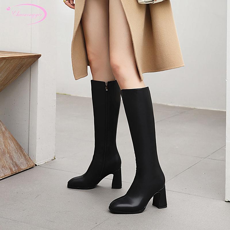 Casual style comfortable round toe fall knee-high boots fashion zipper beige black high-heeled chunky riding boots women's shoes
Casual style comfortable round toe fall knee-high boots fashion zipper beige black high-heeled chunky riding boots women's shoes