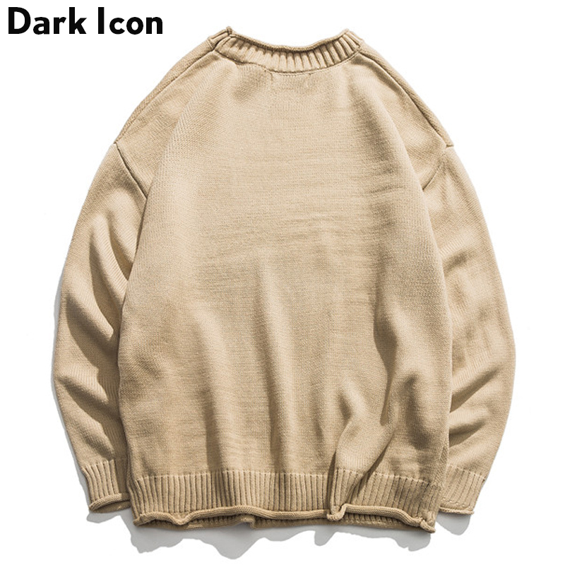 Dinosaur Lovely Sweater Men Winter Pullover Men's Sweaters Oversized Boy Student Sweater Black Khaki 201022