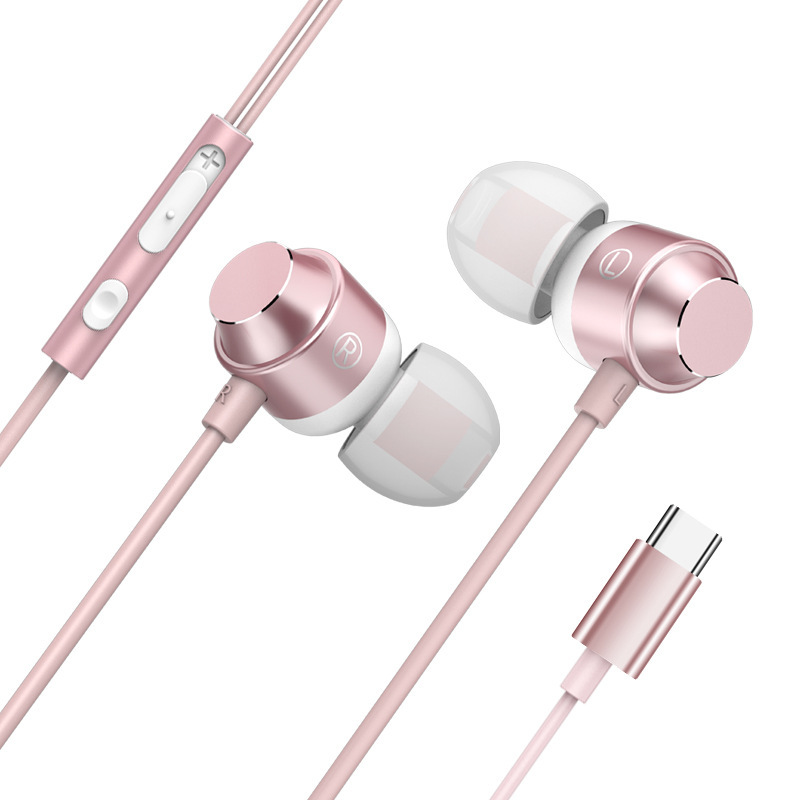 USB Type C Earphones with Line Control Stereo in Ear Earbuds Headphones with Microphone Bass Earbud with Volume Control