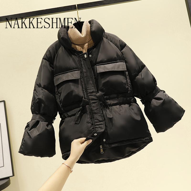 Winter Fashion Women Jackets Parkas Thick Warm Lantern Sleeve Tops Jackets Slim Solid Sweet Jackets for Female Clothing 201019