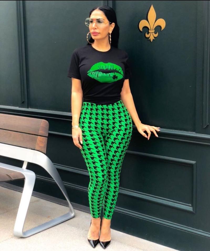 2021 Fashion Women' Wrapped Top, Trousers Suit, Elastic Home Gym Wear Lip Printed Tight High Waist Pants, As pic
2021 Fashion Women' Wrapped Top, Trousers Suit, Elastic Home Gym Wear Lip Printed Tight High Waist Pants, As pic