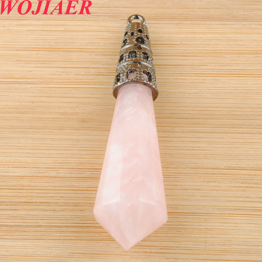 WOJIAER Retro Natural Stone Pendants for Necklaces 12 Faceted Pyramid Wicca Purple Crystal Sodalite Tiger Eye Opal Reiki DBO917