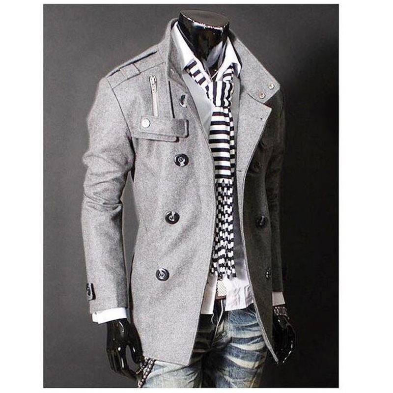 personality windbreaker double-breasted long coat men's fashion business Jacket 201128