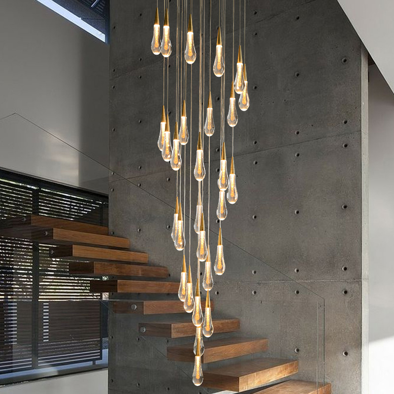 Modern crystal light chandelier for staircase large gold drop design led cristal lamp long villa lobby hanging lighting fixture
Modern crystal light chandelier for staircase large gold drop design led cristal lamp long villa lobby hanging lighting fixture
