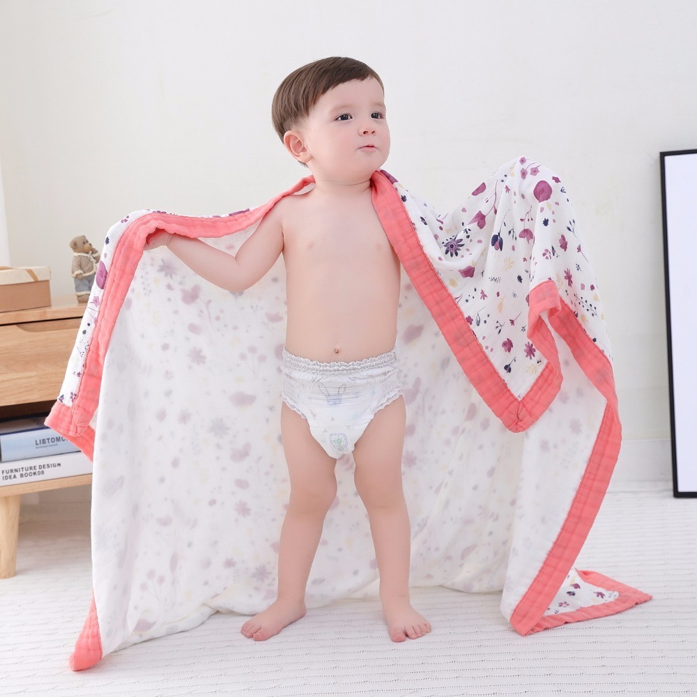 Purple four layerbaby muslin swaddle blankets quality better than Aden Anais cotton/bamboo children Blanket Infant Wrap kids bat LJ201208
