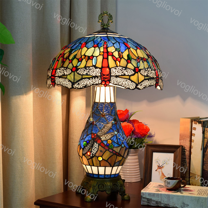 Table Lamp European Retro Stained Glass Mediterranean Dragonfly E27*2 / E14*1 Button / Dimmer Switch For Living Room Bedroom Hotel Bar DHL
Table Lamp European Retro Stained Glass Mediterranean Dragonfly E27*2 / E14*1 Button / Dimmer Switch For Living Room Bedroom Hotel Bar DHL