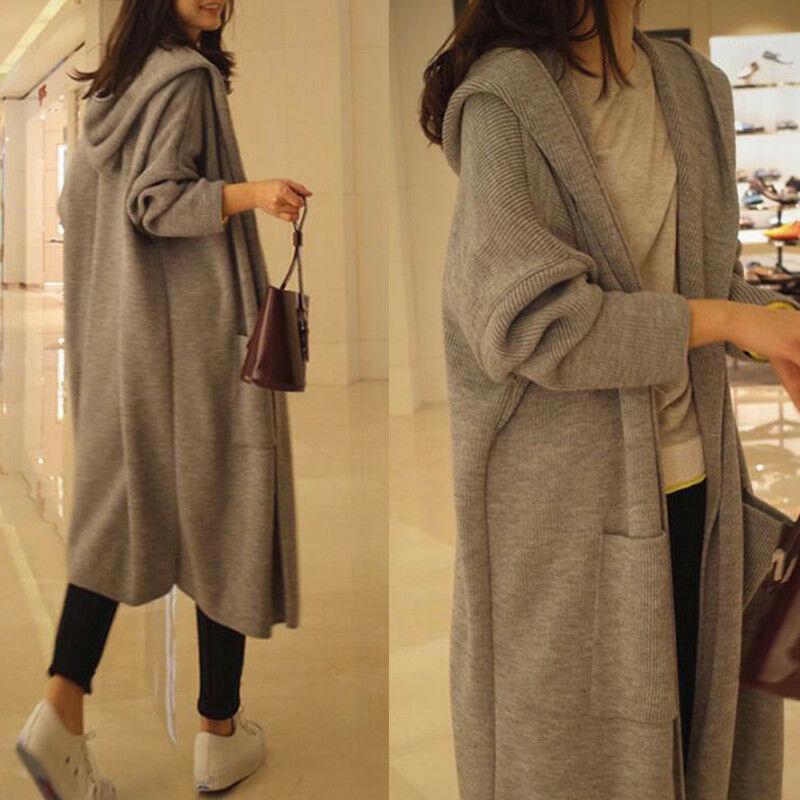 Women Hooded Loose Knit Sweater Cardigan Coat Oversize Outwear Long Warm Comfy1, Gray 
Women Hooded Loose Knit Sweater Cardigan Coat Oversize Outwear Long Warm Comfy1, Gray
