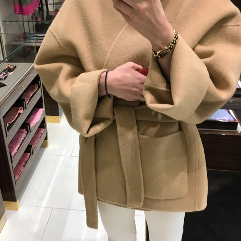 EWQ Autumn Winter Minimalist Full Sleeve Thick Warm Woolen Coat Korea Style Plus Size Trend Coat Feminino 16N-a164 201222